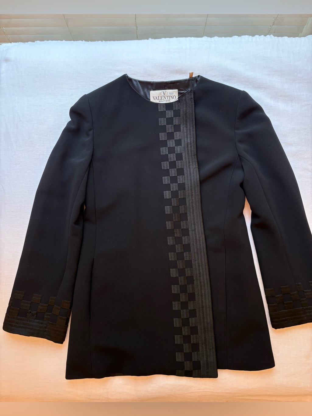 Valentino Black Long Sleeve Jacket With Checker Trim